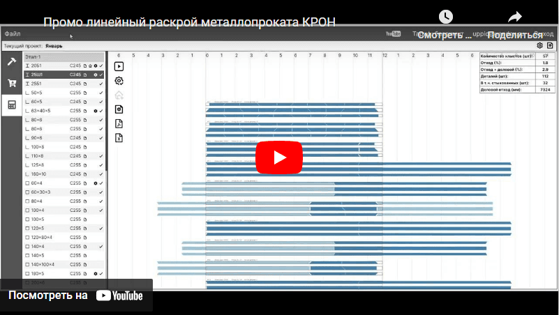 Видеоинструкция по работе с сервисом раскроя Kron